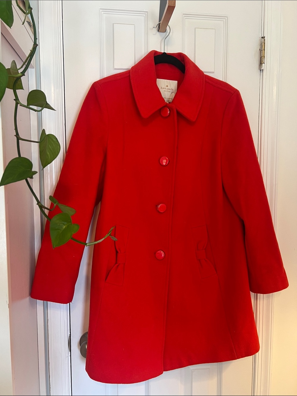 kate spade Bright Red Wool Button Coat